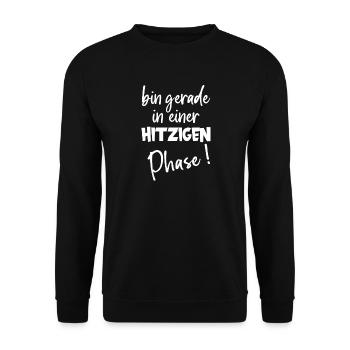 Hitzige Phase Hitzewallung Humor zu Wechseljahren - Unisex Pullover - Schwarz - Vorne - Alina (178cm) & Michal (187cm)