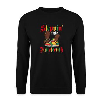 Steppin' Into Juneteenth – Black Pride - Unisex Sweatshirt - black - Front - Alina (178cm) & Michal (187cm)