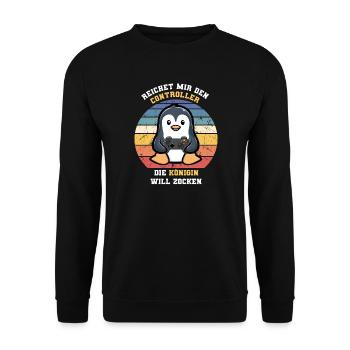 Hand me the controller, let's play Queen - Unisex Sweatshirt - black - Front - Alina (178cm) & Michal (187cm)