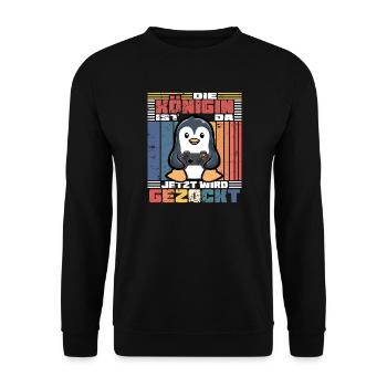 gaming the queen wants to gamble - Unisex Sweatshirt - black - Front - Alina (178cm) & Michal (187cm)