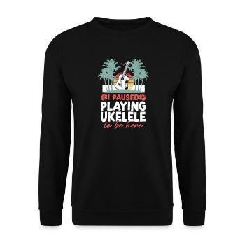 Hawaiian Ukulele Uke I Paused - Unisex Pullover - Schwarz - Vorne - Alina (178cm) & Michal (187cm)