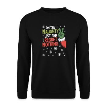 Naughty List Peace Sign Xmas Tee - Unisex Sweatshirt - black - Front - Alina (178cm) & Michal (187cm)