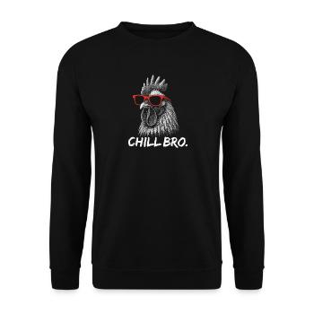 CHILL BRO – Coq drôle avec des lunettes de soleil - Sweat-shirt Unisexe - noir - Devant - Alina (178cm) & Michal (187cm)