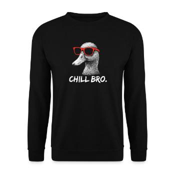 CHILL BRO – Funny duck with sunglasses - Unisex Sweatshirt - black - Front - Alina (178cm) & Michal (187cm)