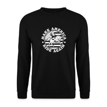 Rodeo Horse Riding Make America Ride Again Cowboy - Unisex Pullover - Schwarz - Vorne - Alina (178cm) & Michal (187cm)