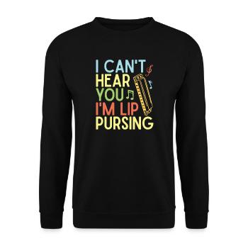 Funny Harmonica Player Lip Pursing Harmonica - Unisex Pullover - Schwarz - Vorne - Alina (178cm) & Michal (187cm)