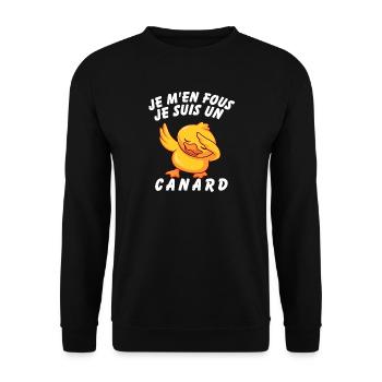 Je M'en Fous Je Suis Un Canard  - Sweat-shirt Unisexe - noir - Devant - Alina (178cm) & Michal (187cm)