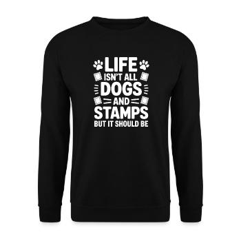 Stamps Saying Dog Wit Stamps Gift - Unisex Sweatshirt - black - Front - Alina (178cm) & Michal (187cm)