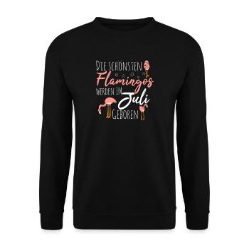 July Birthday Flamingo Saying Funny - Unisex Sweatshirt - black - Front - Alina (178cm) & Michal (187cm)