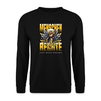 Human Rights Instead of Right-Wing People Statement - Unisex Sweatshirt - black - Front - Alina (178cm) & Michal (187cm)