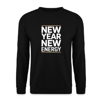 Neujahr: Neue Energie-Typografie - Unisex Pullover - Schwarz - Vorne - Alina (178cm) & Michal (187cm)