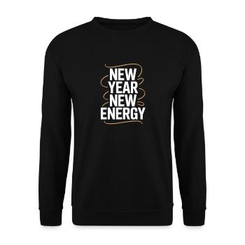 New Year New Energy Typography Tee - Unisex Sweatshirt - black - Front - Alina (178cm) & Michal (187cm)