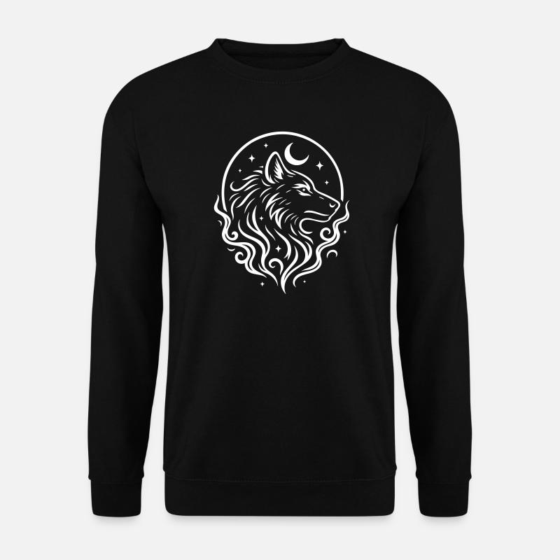 Rauhnächte Mystischer Wolf mit Mond - Unisex Pullover - Schwarz