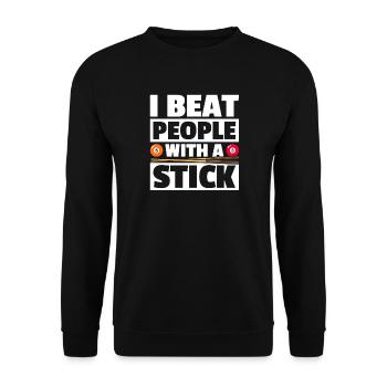 I beat people lustiges Billard Billardspieler - Unisex Pullover - Schwarz - Vorne - Alina (178cm) & Michal (187cm)
