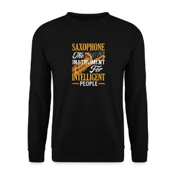 Saxophon Lustiger Saxophonist Intelligente - Unisex Pullover - Schwarz - Vorne - Alina (178cm) & Michal (187cm)