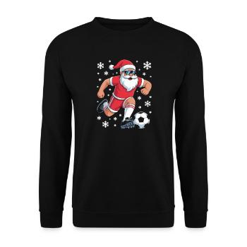 Santa Kicks Ball Christmas Soccer - Unisex Sweatshirt - black - Front - Alina (178cm) & Michal (187cm)