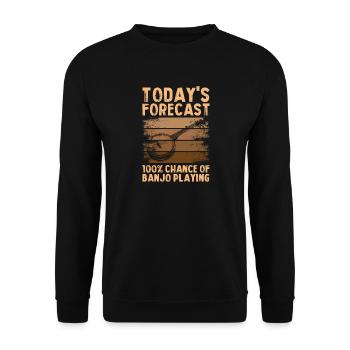 Prévisions du jour : Joueur de banjo bluegrass country - Sweat-shirt Unisexe - noir - Devant - Alina (178cm) & Michal (187cm)
