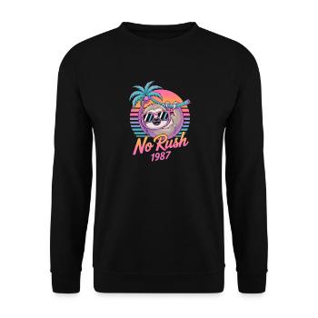 No Rush 1987 Sloth Retro Sunset - Unisex Sweatshirt - black - Front - Alina (178cm) & Michal (187cm)