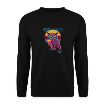Night Vision Owl Retro Synthwave Sunset - Unisex Sweatshirt - black - Front - Alina (178cm) & Michal (187cm)