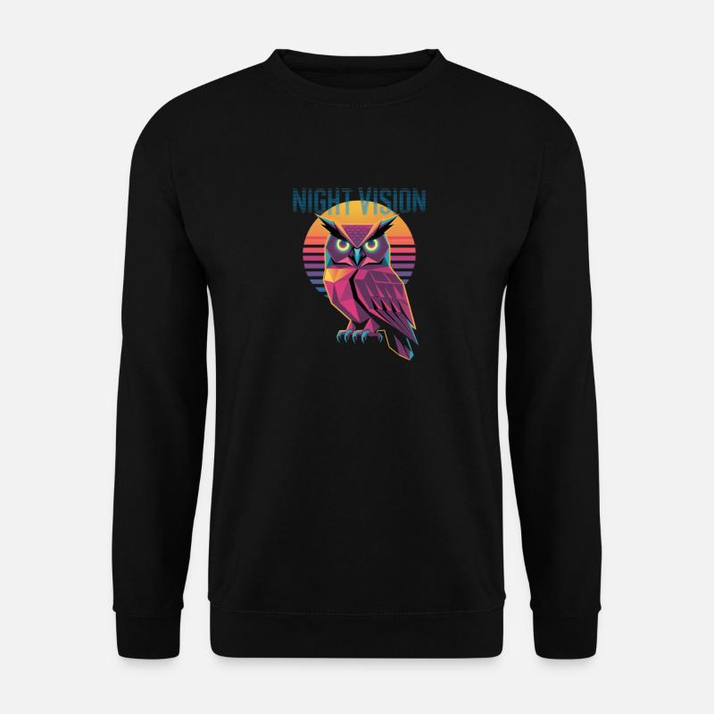 Night Vision Eule Retro Synthwave Sunset - Unisex Pullover - Schwarz