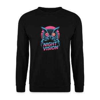 Night Vision Owl Retro Night Gaming - Unisex Sweatshirt - black - Front - Alina (178cm) & Michal (187cm)