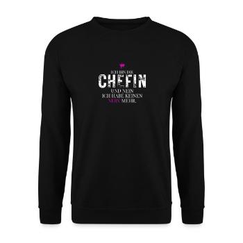 Chefin Spruch Kein Nerv Mehr - Unisex Sweatshirt - black - Front - Alina (178cm) & Michal (187cm)