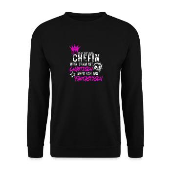 Chefin chaotisches Team fantastisch Spruch - Sweat-shirt Unisexe - noir - Devant - Alina (178cm) & Michal (187cm)