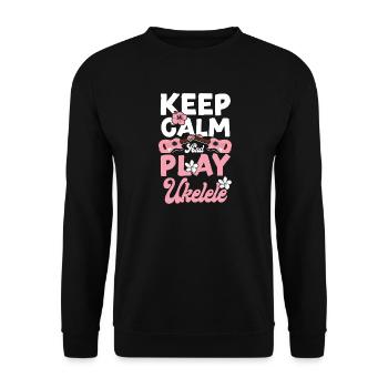Hawaiian Ukulele Uke Keep Calm & - Unisex Pullover - Schwarz - Vorne - Alina (178cm) & Michal (187cm)