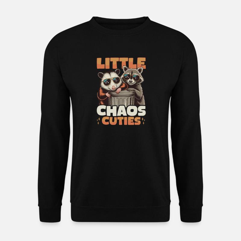 Funny Opossum and Raccoon - Unisex Pullover - Schwarz