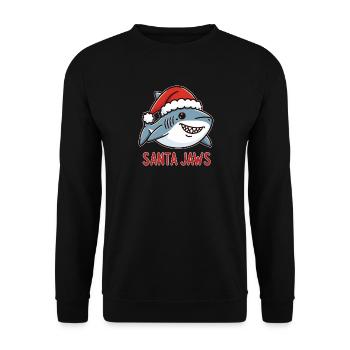 Santa Jaws Funny Christmas Shark Design - Unisex Sweatshirt - black - Front - Alina (178cm) & Michal (187cm)