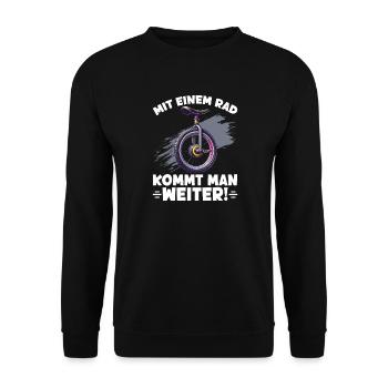 With one wheel you get further - Unisex Sweatshirt - black - Front - Alina (178cm) & Michal (187cm)