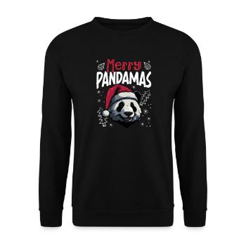 Motif de Noël drôle de panda joyeux Pandamas - Sweat-shirt Unisexe - noir - Devant - Alina (178cm) & Michal (187cm)