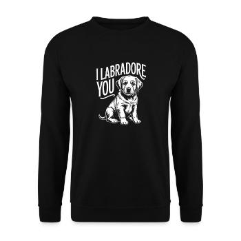 Ich Labrador, du Welpe entwirfst - Unisex Pullover - Schwarz - Vorne - Alina (178cm) & Michal (187cm)