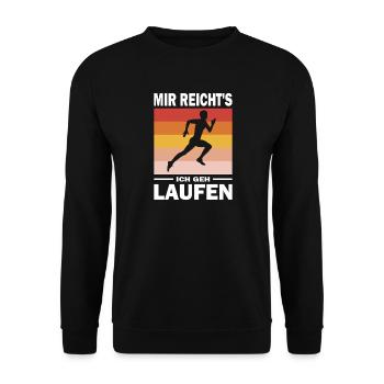 Joggen Geschenk Jogger Laufsport Sport Fitness - Unisex Pullover - Schwarz - Vorne - Alina (178cm) & Michal (187cm)