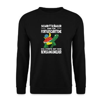 Joggen Geschenk Jogger Laufsport Sport Fitness - Unisex Pullover - Schwarz - Vorne - Alina (178cm) & Michal (187cm)