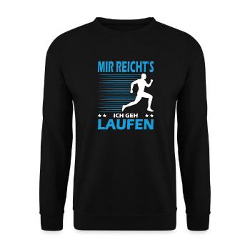 Joggen Geschenk Jogger Laufsport Sport Fitness - Unisex Pullover - Schwarz - Vorne - Alina (178cm) & Michal (187cm)