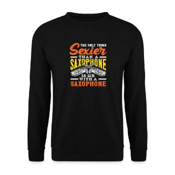 Saxophoniste humoristique adulte - Sweat-shirt Unisexe - noir - Devant - Alina (178cm) & Michal (187cm)