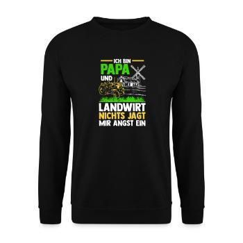 Ich Bin Papa Und Landwirt Nichts Jagt Mir Angst Ei - Unisex Pullover - Schwarz - Vorne - Alina (178cm) & Michal (187cm)