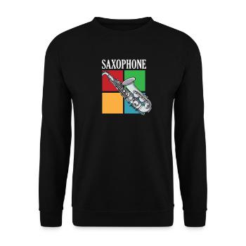Saxophone rétro Saxophoniste Instrument de musique - Sweat-shirt Unisexe - noir - Devant - Alina (178cm) & Michal (187cm)