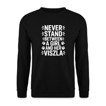 Vizsla Saying Girl Funny Vizsla Gift - Unisex Sweatshirt - black - Front - Alina (178cm) & Michal (187cm)