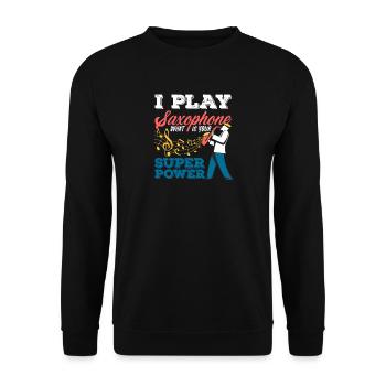Je joue du saxophone Superpower Saxophonist - Sweat-shirt Unisexe - noir - Devant - Alina (178cm) & Michal (187cm)
