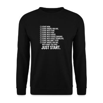 Start Now Business Fitness Motivation Saying Start - Unisex Sweatshirt - black - Front - Alina (178cm) & Michal (187cm)