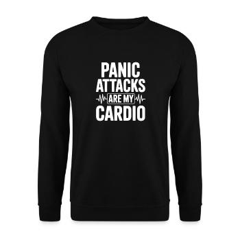 Panikattacken sind mein Cardio - Unisex Pullover - Schwarz - Vorne - Alina (178cm) & Michal (187cm)