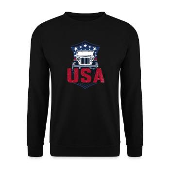 Willys Overland USA Offroad 4x4 - Unisex Pullover - Schwarz - Vorne - Alina (178cm) & Michal (187cm)
