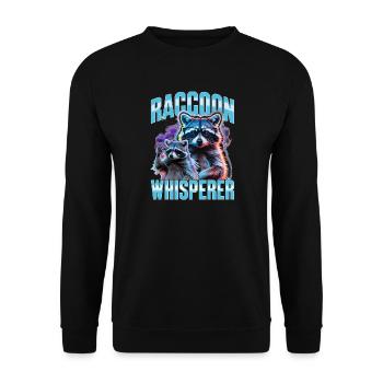 Funny Raccoon - Unisex Pullover - Schwarz - Vorne - Alina (178cm) & Michal (187cm)