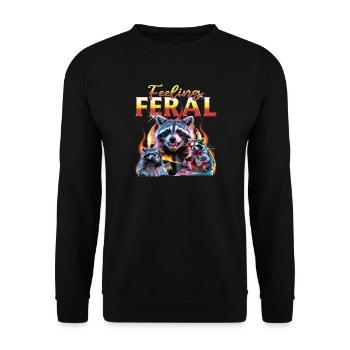 Funny Raccoon - Unisex Pullover - Schwarz - Vorne - Alina (178cm) & Michal (187cm)