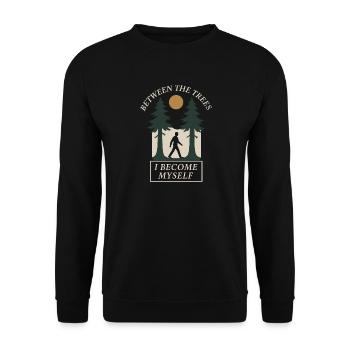 Forest Walk Overthinker Mental Reset - Unisex Sweatshirt - black - Front - Alina (178cm) & Michal (187cm)