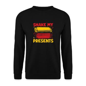 Funny Harmonica Player Shake My Presents Harmonica - Unisex Sweatshirt - black - Front - Alina (178cm) & Michal (187cm)