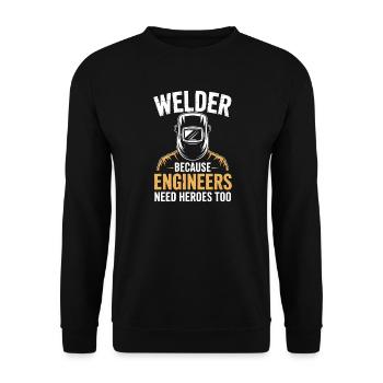 Soudeur qui dit profession, drôle de cadeau de soudeur, - Sweat-shirt Unisexe - noir - Devant - Alina (178cm) & Michal (187cm)