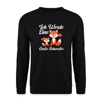 Große Schwester Fuchsliebhaber Geschwister - Unisex Pullover - Schwarz - Vorne - Alina (178cm) & Michal (187cm)